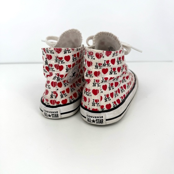 Converse White Red I Love NY Chuck Taylor All Star High Top Toddler Infant Shoes - Picture 7 of 8